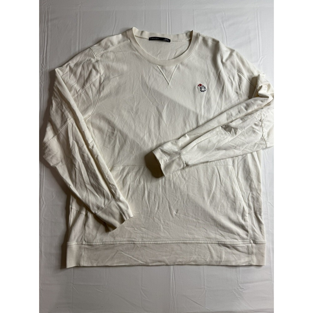 B. Draddy Sweatshirt Size XXL Men Crewneck Kangaroo Pocket Pullover Ivory Cream